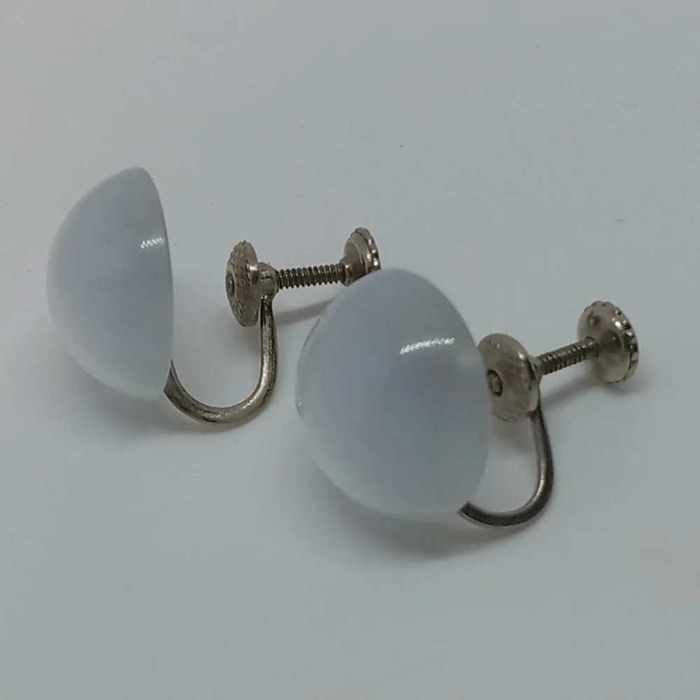 * vintage white moonglow screwback earrings